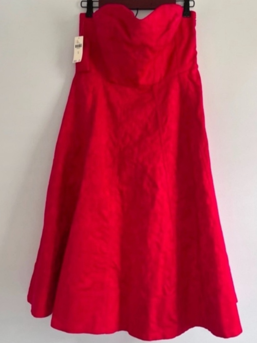 NWT Anthropologie Jacquard floral print Red Strapless Midi Dress size 12